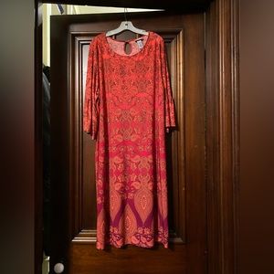 Catherine's Women's paisley Red/melon Dress Sz 1 X (18/20)